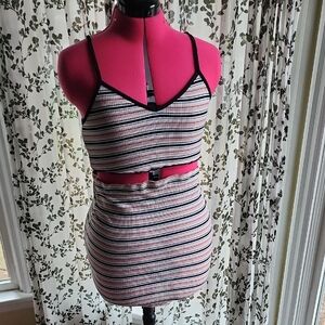 Striped Sleeveless Skirt Set